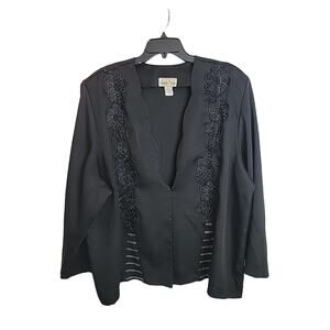 Vintage‎ Hosanna Design Black Embroidered Floral Blazer Jacket Women's Size 4X